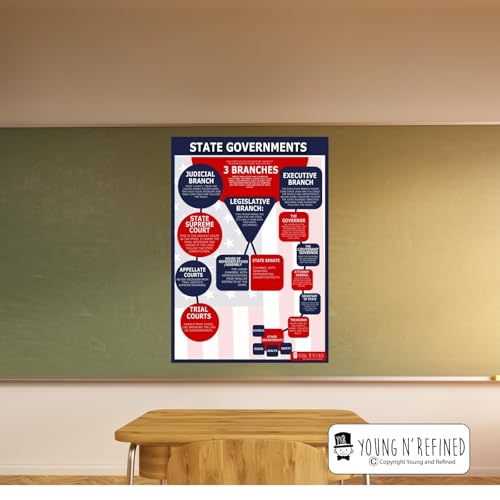 XXL Learning State Government chart Plastic poster for classroom clear teaching tool for schools Young N Refined (36x54)
