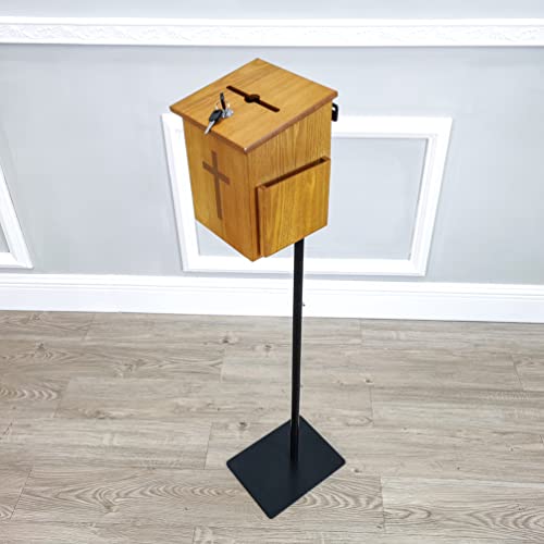 FixtureDisplays® MDF Donation Box Floor Stand Lobby Foyer Tithes & Offering Suggestion Collection Ballot Box 11065+10885