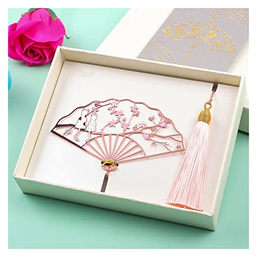 Bookmark Metal Peacock Bookmark Gift Box Hollow Tassel Pendant Chinese Style Student Gift Teacher's Day Gift for Teacher Metal Bookmark (Color : 4) (7)
