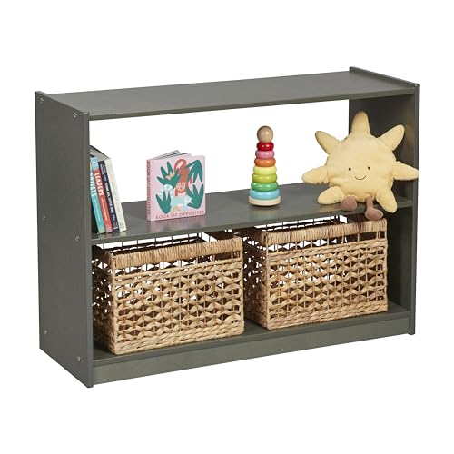 ECR4Kids 2-Shelf Mobile Storage Cabinet, Double-Sided, Grey Wash