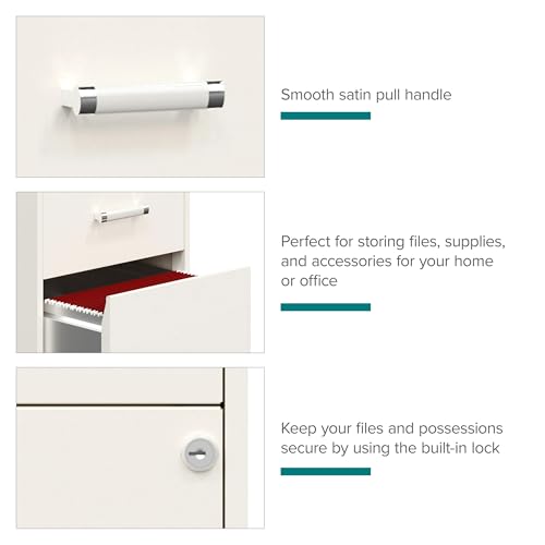 Space Solutions - 4 Drawer Fully Assembled Vertical Steel File Cabinet, Home & Small Office Use, Letter-Size, Locking, Pearl White