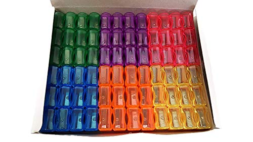Pencil Sharpeners for Kids with Removable Neon Colored Lids (1728 Pack)