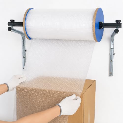 BDJSN Foam Wrap Roll Dispenser, Wall Mount Bubble Cushion Wrap Holder, Galvanized Steel Packaging Film Rack for Shipping Stations, Warehouses, Moving and Packing Workspaces 80cm