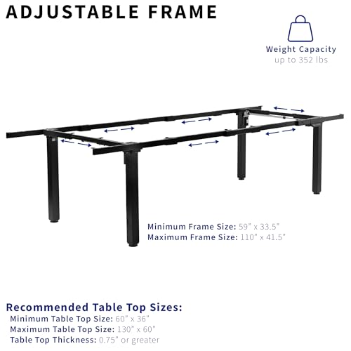 VIVO Black 4-Leg Dual Motor Electric Standing Desk Frame, DESK-E-400B