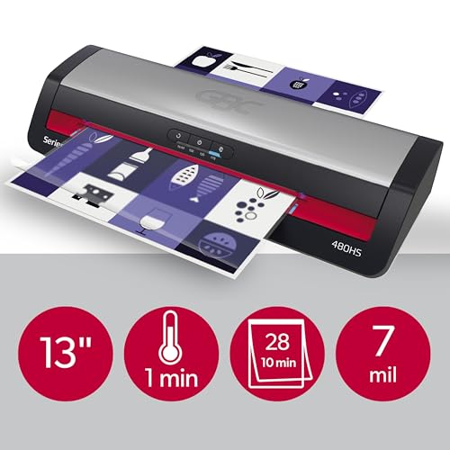 GBC Laminator Machine, 13" Wide Format 4-Roller Professional Pouch Laminator with Auto Reverse Anti-Jam (480HS)