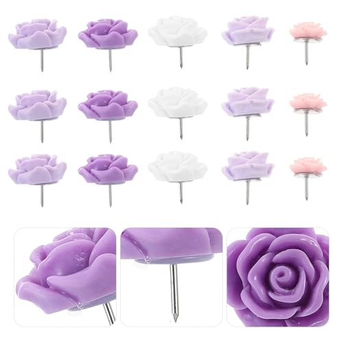 Pins 40 Pcs Purple Thumbtacks Multi Function Pins Compact Desk Accessories Office Supplies Cork Board Tacks Map forBulletin Board, Maps, Posters