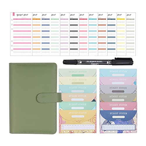 A6 PU Leather Budget Binder Notebook Money Envelopes Organizer for Cash Saving with Envelopes Expense Sheets and Marker Pen (Color : B, Size : 7.5 * 5.1 inch) (A 7.5 * 5.1 inch)