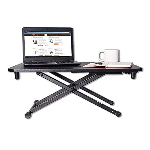 Victor Standing Desk - Adjustable Monitor Stand and Office Desk Converter for Laptop or Single Display, Portable Sit-Stand Workstation, 28.75" x 18.5", Black