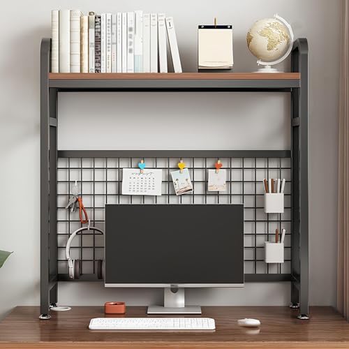 1/2-Layer Desktop Organizer, Iron Computer Desk Top Shelves, College Dorm Desk Hutch, Storage Shelves for Dorm Home Office,Black,75 * 20 * 98cm,1 Layer