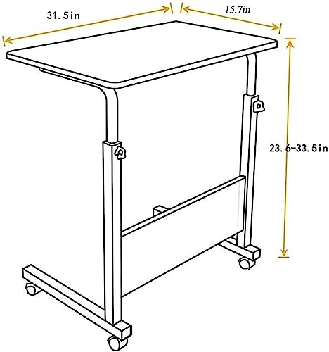 JIQHOHX Mobile Sit-Stand Desk Adjustable Height Laptop Cart Overbed Table with Wheels Rolling for Home Office Standing Stand (Braun 80x40cm)