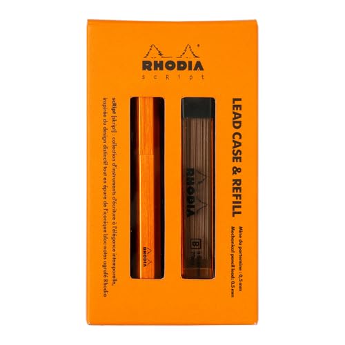 Rodia cf9357 Mechanical Pencil Script Lead Case Refill Set 0.5mm Aluminum Body Anodized Orange