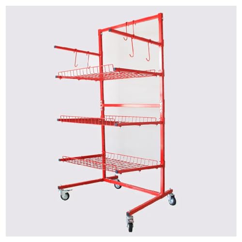 LAUCO Heavy Duty Parts Management Cart – 3-Shelf Rolling Tool Storage Rack with Locking Wheels, Industrial Metal Wire Shelving Unit for Garage, Workshop, Auto Shop, 31" x 41.5" x 74.5" - [7755]