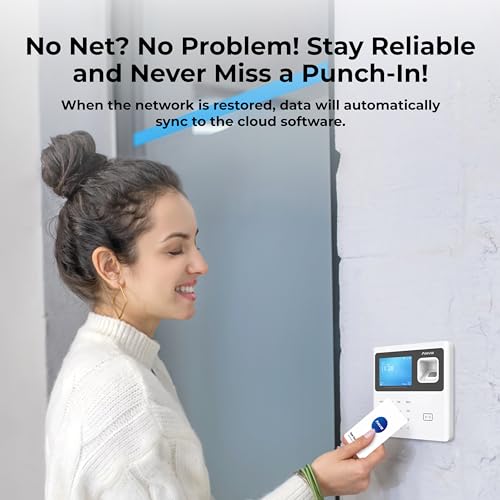 ANVIZ Time Clocks for Employees Small Business - Forever Free Cloud Software - W1 Fingerprint Biometric Clock in and Out Attendance Machine, White