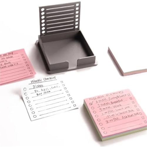 Nuqsx 5Pcs Sticky Pads Organizer Pad Holder Note With Stencil Daily Planner To-Do List For Students Teachers For Home Office Desk(Black)
