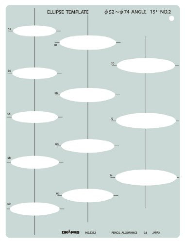 DRAPAS Template E222 Oval Ruler 15 Degree No.2 31222