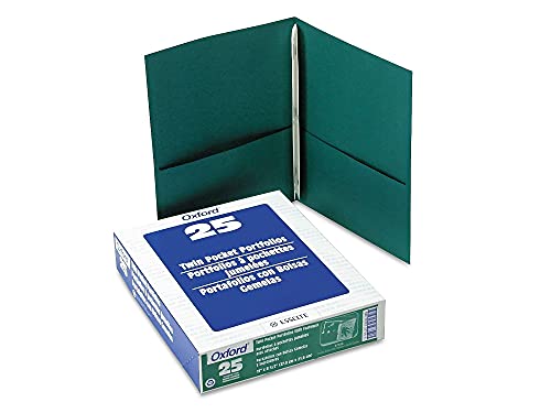 Oxford 57756 Twin Pocket Portfolio,w/Fstnrs,11-Inch x8-1/2-Inch,25/BX,Hunter Green