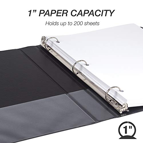 Samsill Durable 1 Inch Binder Black Round Ring Binder/Customizable Clear View Binder/Bulk Binder 24 Pack/Black 3 Ring Binder/One Inch Binder