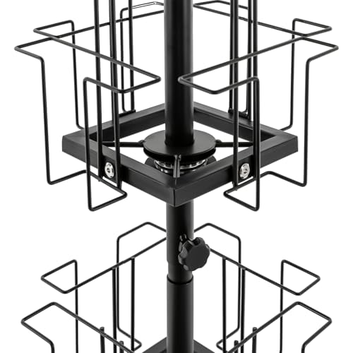 DDYOOK Rotating Greeting Card Rack, 24 Pocket 6 Tier Display Stand, 360 Rotating Floor Stand, Metal Postcard Holder, Black