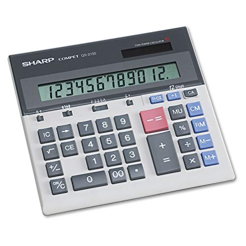 Wholesale CASE of 5 - Sharp 12-Dgt Dual Power Dsktp Display Calculator-12-Dgt Desktop Calculator,Dual Power,7-1/2"x6-7/8"x2-2/3",GY