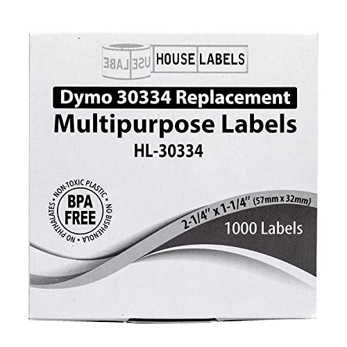 HouseLabels Compatible with Dymo 30334 Labels, 2-1/4" x 1-1/4"