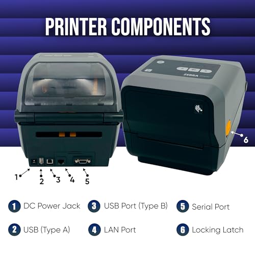 ZEBRA ZD620t 300 dpi Thermal Transfer Desktop Printer - Ethernet, Bluetooth, Serial, USB Connectivity - 6 IPS, Print Width 4 in, ZD620 Barcode Label Printer - ZD62043-T01F00EZ YKGAV