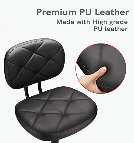 KLASIKA Tall Drafting Rolling Stool Chair with Low Back Support and Adjustable Foot Rest Ring Set of 4 PU Leather Vinly Wide Seat Swivel Standing Desk Chair for Office Home 4 Pack