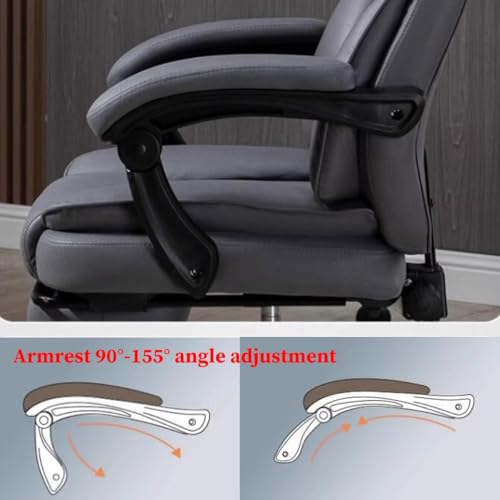 GIZNXBA Reclining Office Chair Big and Tall Office Chair with Adjustable Armrests and Backrest, High Back Large Executive Office Chair Lumbar Support Adjustment Managerial Chair(/Beige,A)