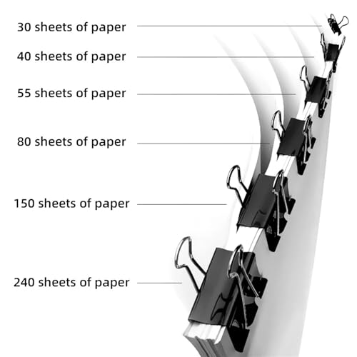 BMXIAJW 100PCS/lot Paper Binder Clips 41/32/25/19/15mm Foldback Metal Black Grip Clamps Office School Stationery Paper Document(25mm)