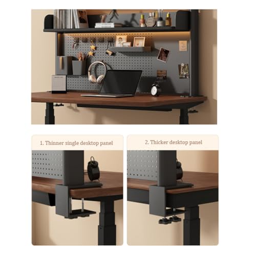 WSNCXFW Clamp on Desk Organizer Shelf with Pegboard, Multipurpose Countertop Hutch Bookshelf Desktop Storage Shelves,for Home Office Dorm Gaming Desk,Black,60cm/23.6in