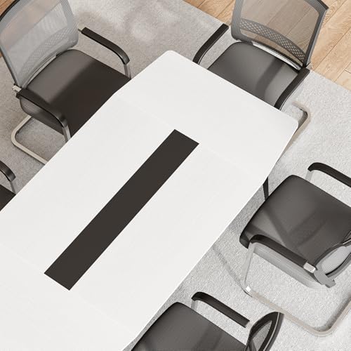 LITTLE TREE 6 FT Conference Room Table, 70.86L x 35.43W x 29.52H Inches Boat Shaped Meeting Seminar Boardroom Table