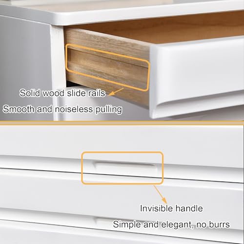 STCERY Solid Wood Drawer-type Multi-layer Desktop Storage Box, Thickened Storage Drawer Organizer, Invisible Handle Cabinets, Suitable for Office Area/study/home(Brown,31cm/12.2in)