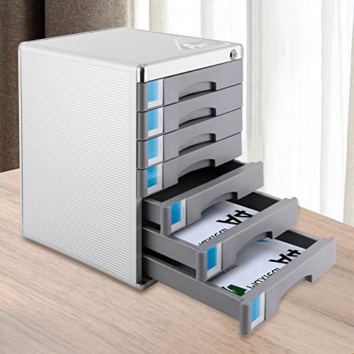 Desktop Drawer Organizer, 7 Drawer Office Storage Filing Cabinet File Cabinet with Lock and Label bar for Homes, Offices, Schools (7 Drawers)