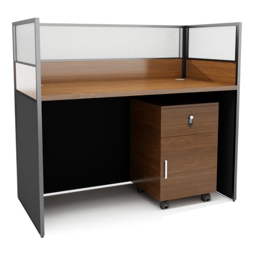 Gguileb Cubicle Desk with Privacy Partitions (1 Person, w/cab.)