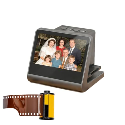 Slide and Negative Scanner with 5 Inch LCD Screen, Digital Film Scanner Supports 35mm 135 110 126KPK Color Black White Film to JPEG Photos