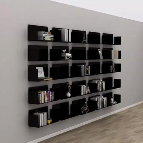GRRICEPL Wall Decor Hanging Book Shelves, Hanging Storage Rack, File Storage Organizer Display Brochure Holder, Magazine Holder Wall Mounted (Color : Black, Size : 80x20x20cm)