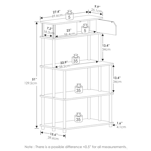 Furinno Turn-N-Tube Toolless Multipurpose Printer Stand Display Storage Shelf with Top Cabinet, Americano/Black