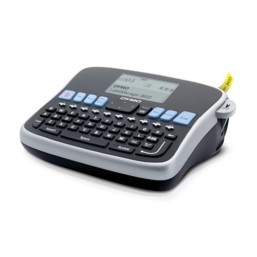 DYMO Desktop Label Maker | LabelManager 360D Rechargeable Hand-Held Label Maker, Easy-to-Use, One-Touch Smart Keys, QWERTY Keyboard, Large Display, for Home & Office Organisation