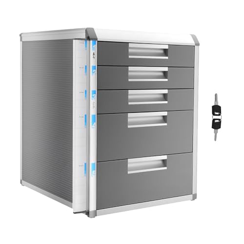 GUDBYWXB File Cabinet Lateral Storage Office Storage File Cabinet, with 5 Drawer, Desktop Filing Cabinet, with Lock, for Teachers, Students, Offices, Etc