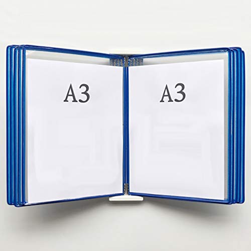 KGDJBGSE Wall Mounted File Holder Folder, A3 Poster Flip Book Display, Hanging Organizer 45x33x10CM 10 Pages 20 Pockets(B)