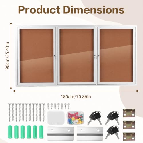 Outdoor Bulletin Board Enclosed Lockable Wall Display Case