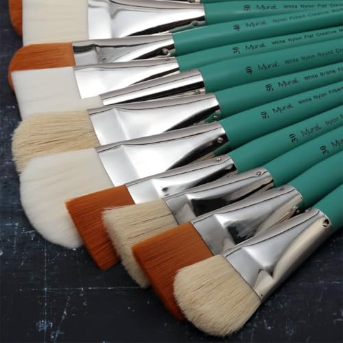 Creative Mark Art Supplies Large Mural Natural Hog Bristle Paint Brush - Filbert #40 - Artist Supplies for Acrylics, Watercolors, and Oils - Durable, Resilient, Seamless Ferrules