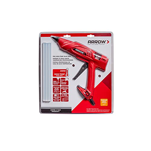 Arrow Fastener 300-Watt Heavy Duty Professional Electric Hot Melt Glue Gun for Crafts, Construction, and Wood, Clear