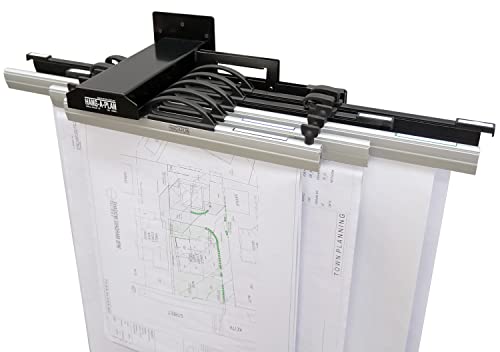 Arnos Hang-A-Plan Wall Mount Blueprint Storage Stand Rack - Hanging Blueprint Holder, Poster Display, Map Rack - Capacity for 10 Hanging Clamps 18", 24”, 30” 36" to Hold up to 1500 Blueprints