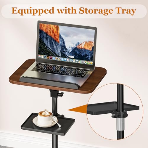 Snughome Lectern Podium Stand with Storage Tray, Height Adjustable Lectern Stand Mobile Podium, Portable Floor Standing Podium Lectern for Church, Weddings, Classroom, Speech