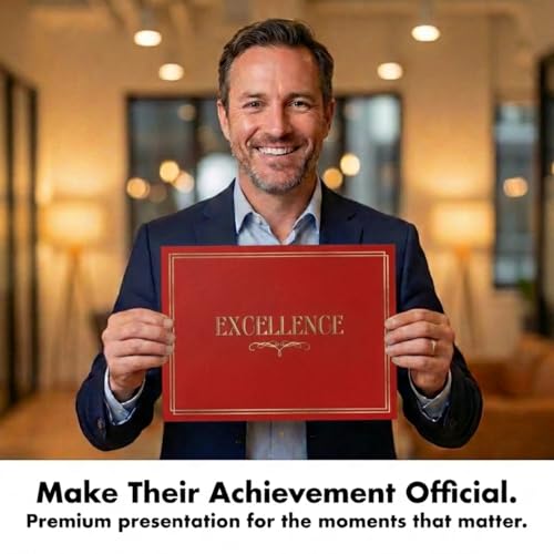 PaperDirect Excellence Certificate Jackets, 9 Inches x 12 Inches Folded, Red with Gold Foil, Certificate Cover for School, Work, Diplomas, Graduation & Awards, Certificate Holder, 50 Count