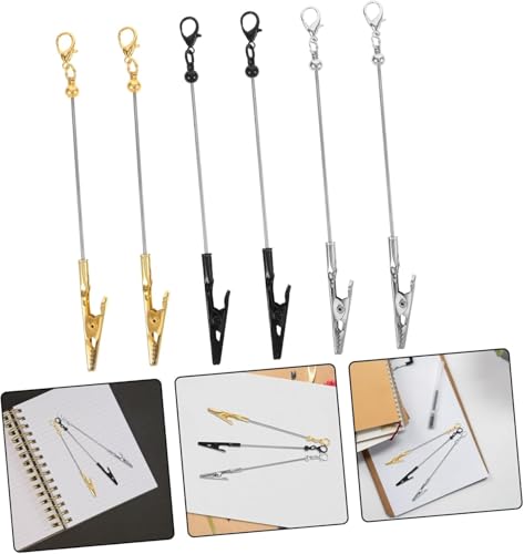 Binder Clips,6pcs Metal Wire Alligator Clips Multi Functional Keychain Note and Business Card Holders Portable Desktop Memo Clip for Organizing Photos