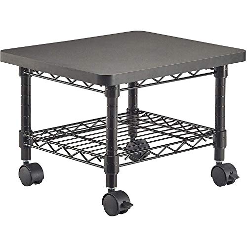 Safco Onyx Rolling Cart Printer Stand, Under-Desk Mobile Utility Table for Home Office with Steel Shelf, Black
