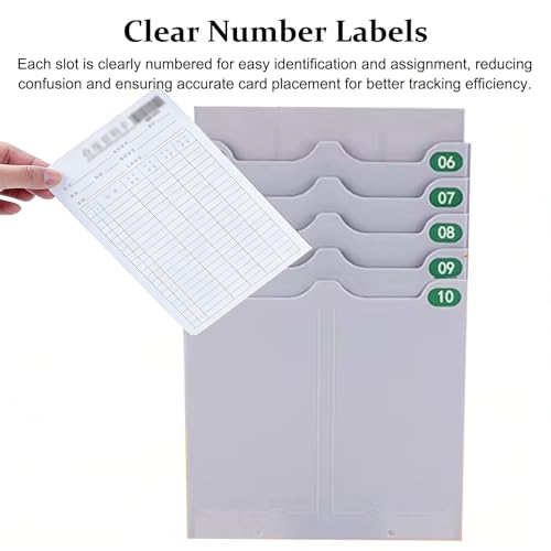 Time Card Rack Retractable Time Card Holder 10 20 30 40 50 Slots, Plastic Employee Time Card Rack Wall Mount, No Drill Attendance Cards Organizer for Payroll(20 Pockets)
