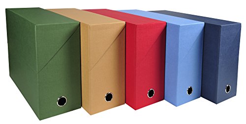Exacompta Canvas Transfer Box, A4, 120 mm Spine - Assorted Colours, Pack of 5