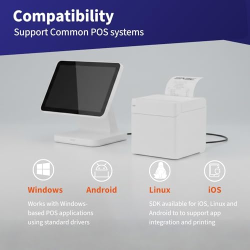 SNBC BTP-S80 Receipt Printer with Auto Cutter, 250 mm/s Printing POS Printer | Windows Driver and iOS/Android/Linux SDK | Everyday Business 80mm Thermal Receipt Printer (USB, Serial, Ethernet, White)